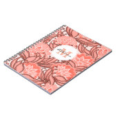 コーラル鮮やかフローラルパタモノグラムのーン ノートブック (左側)