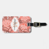 コーラル鮮やかフローラルパタモノグラムのーン ラゲッジタグ (正面横)