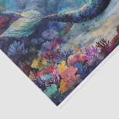 コーラル鮮やかラグーンの水彩人魚 薄葉紙 (詳細)