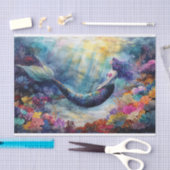 コーラル鮮やかラグーンの水彩人魚 薄葉紙 (クラフト)