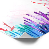 コーラル鮮やかリーフブライダルシャワー ポスター (角)