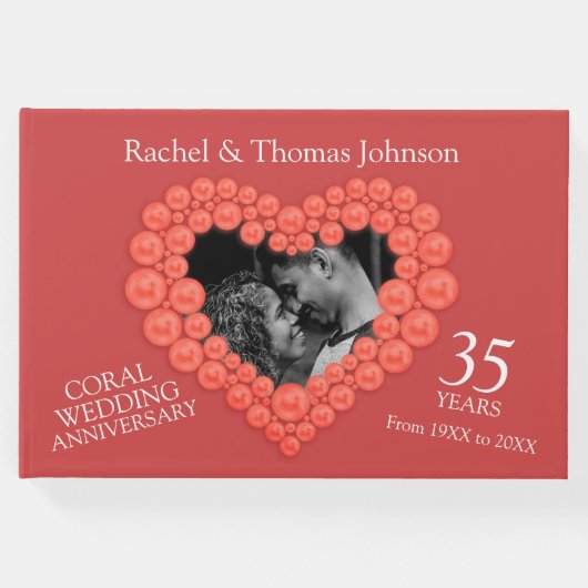 コーラル35結婚周年記念写真ハート ゲストブック (正面)