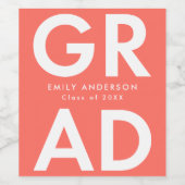 コーラル |はっきりした卒業式 ワインラベル (シングルラベル)