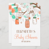 コーラル&アクアメイソンジャースベビーシャワー招待状 招待状 (正面/裏面)