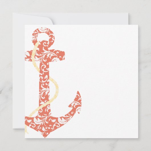 コーラル&イエローいかりビーチ結婚式招待状 招待状 (裏面)