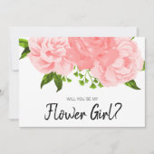 コーラル・ウォーターカラー・フラワーの花嫁の女の子のカード 招待状 (正面)