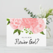 コーラル・ウォーターカラー・フラワーの花嫁の女の子のカード 招待状 (スタンド正面)