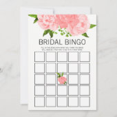 コーラル・ウォーターカラー・フラワーブライダルシャワー ビンゴゲーム 招待状 (正面)
