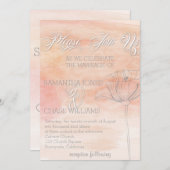 コーラル ウォーターカラー モダン ウェディング 招待状 (正面/裏面)