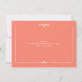 コーラル エレガント ウェディング リハーサル ディナー 招待状 (裏面)