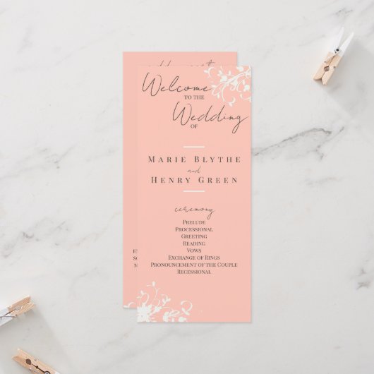 コーラル&クリームフィリグラントウェディングプログラム (正面/裏面インサイチュ)