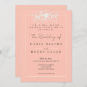コーラル&クリームフィリグリーエレガントウェディング招待状 招待状 (正面/裏面)