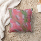 コーラル、グラス&牡丹ピンク開花 クッション (ブランケット)