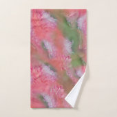コーラル、グラス&牡丹ピンク開花 バスタオルセット (ハンドタオル)