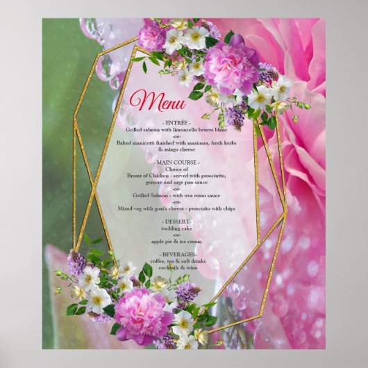 コーラル、グラス&牡丹ピンク開花 ポスター (正面)