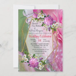 コーラル、グラス&牡丹ピンク開花 招待状