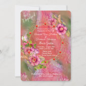 コーラル、グラス&牡丹ピンク開花 招待状 (正面)