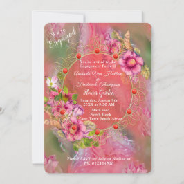 コーラル、グラス&牡丹ピンク開花 招待状