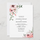 コーラル&グリーンウォーター色フローラ結婚式招待状 招待状 (正面)