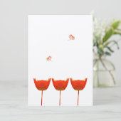 コーラル&グレーポピーズバタフライ結婚式招待状 招待状 (スタンド正面)