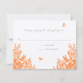 コーラル&グレーワイルドフラワービーウェディングRSVP 出欠カード (正面)