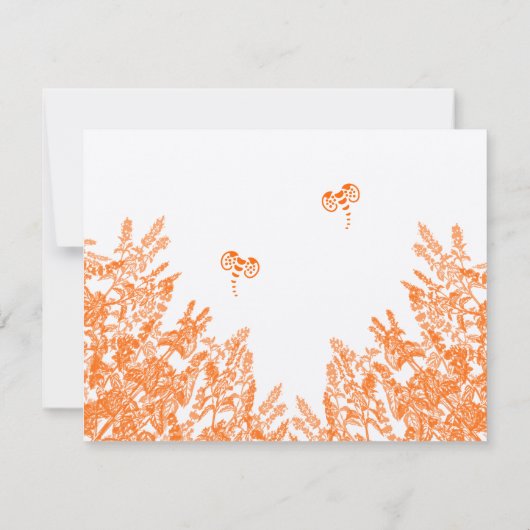 コーラル&グレーワイルドフラワービーウェディングRSVP 出欠カード (裏面)