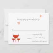 コーラル&グレーワイルドフラワービーウェディングRSVP 出欠カード (正面)