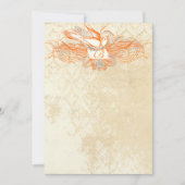 コーラル&グレーヴィンテージフローリッシュドーブウェディング招待 招待状 (正面)