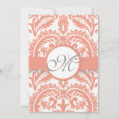 コーラル＆グレー ダマスク 結婚式招待状 招待状 (裏面)