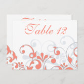 コーラル、グレー、ホワイトのテー結婚ブルカード ポストカード (正面/裏面)