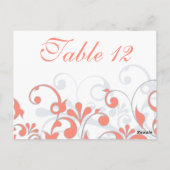 コーラル、グレー、ホワイトのテー結婚ブルカード ポストカード (裏面)