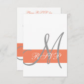 コーラル グレー 結婚式 出席確認カード | モノグラム 名前 出欠カード (正面/裏面)