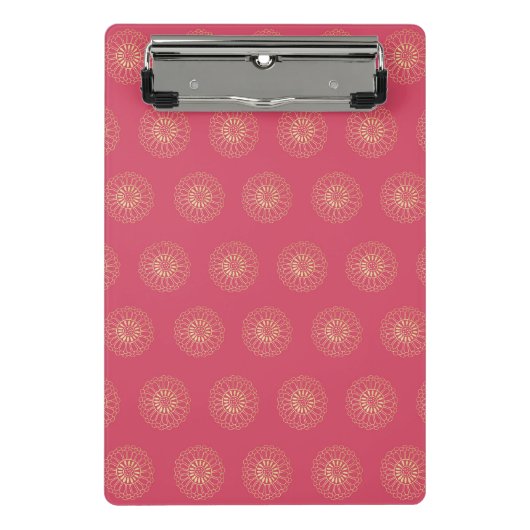 コーラル | ゴールデン ジニア フラワー メダリオン ミニクリップボード (正面)