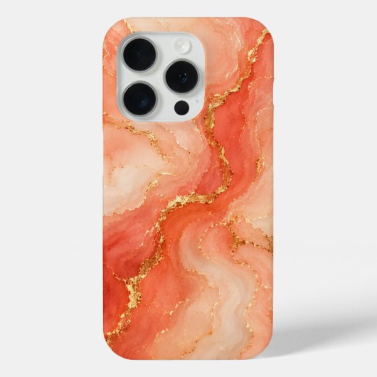 コーラル ゴールド マーブル リバー アブストラクト Case-Mate iPhoneケース (裏面)