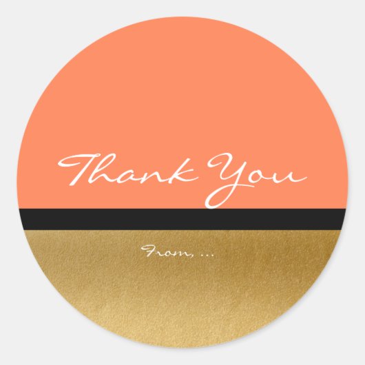 コーラル＆ゴールド モダン エレガント グラムチック ステッカー (正面)