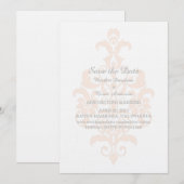 コーラル サテン ダマスク Save the Date 招待状 (正面/裏面)