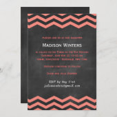 コーラル&シャルボードシェブロンバルミツワー招待状 招待状 (正面/裏面)