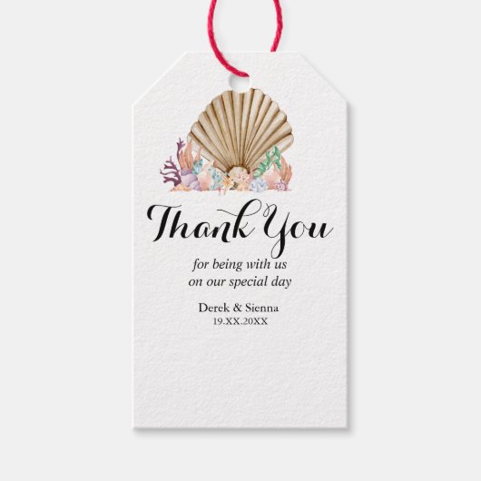 コーラル&シーシェルビーチ結婚式ギフト ギフトタグ (正面)