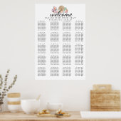 コーラル&シーシェルビーチ結婚式シーティング ポスター (キッチン)