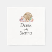 コーラル&シーシェルビーチ結婚式 スタンダードカクテルナプキン (正面)