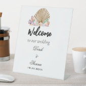 コーラル&シーシェルビーチ結婚式 台座サイン (インサイチュ)