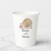 コーラル&シーシェルビーチ結婚式 紙コップ (裏面)