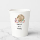 コーラル&シーシェルビーチ結婚式 紙コップ (正面)