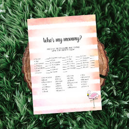 コーラル ストライプ フラミンゴ 私のママは誰？シャワーゲーム 招待状