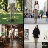 コーラル＆セージの格子縞 レギンス