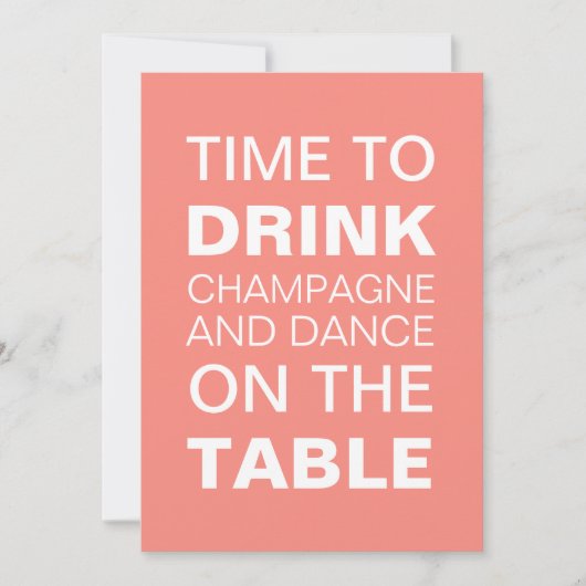 コーラル タイポグラフィー 21歳の誕生日招待状 招待状 (正面)