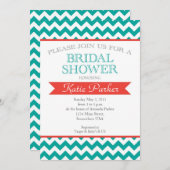 コーラル&ターコイズカップルズブライダルシャワー招待状 招待状 (正面/裏面)