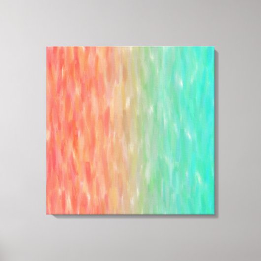 コーラル&ターコイズグラデーションウォーターカラーティール(緑がかった色)オレンジ キャンバスプリント (正面)