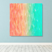 コーラル&ターコイズグラデーションウォーターカラーティール(緑がかった色)オレンジ キャンバスプリント (インサイチュ (ウッドフロア))