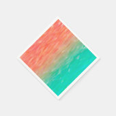 コーラル&ターコイズグラデーションウォーターカラーティール（緑がかった色）オレンジ スタンダードカクテルナプキン (角)